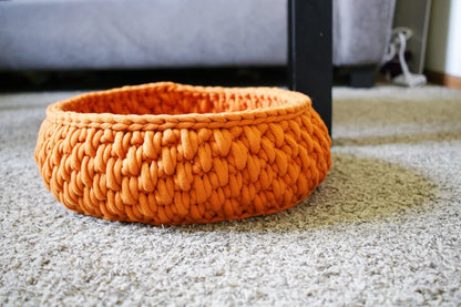 Cozy Round Cat Bed – Jumbo Yarn Crochet Pattern - PDF