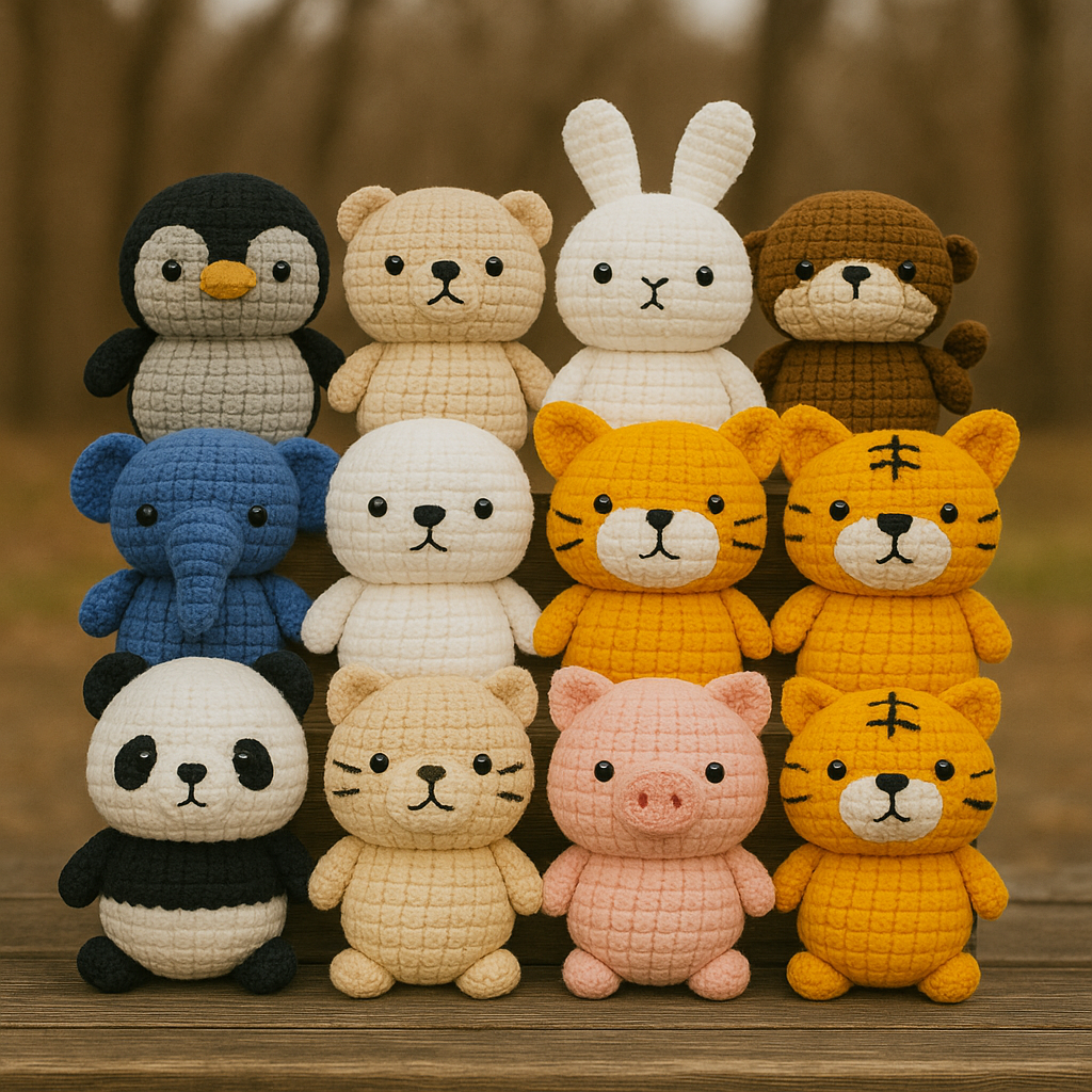 12-in-1 Chubby Animals Crochet Pattern